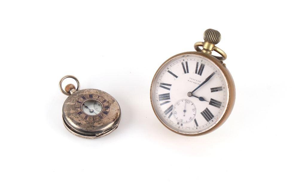 Property of a gentleman - an early 20th century desk glass ball watch, the enamel dial marked '