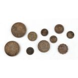 Property of a gentleman - coins - India - ten silver coins including an 1880 one rupee (10).