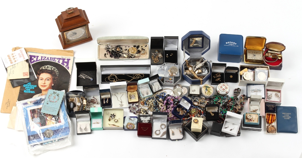 Property of a deceased estate - a box containing assorted costume jewellery & watches; together with - Image 3 of 7