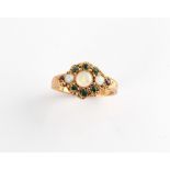 A Victorian 15ct gold emerald opal & garnet ring, size N.