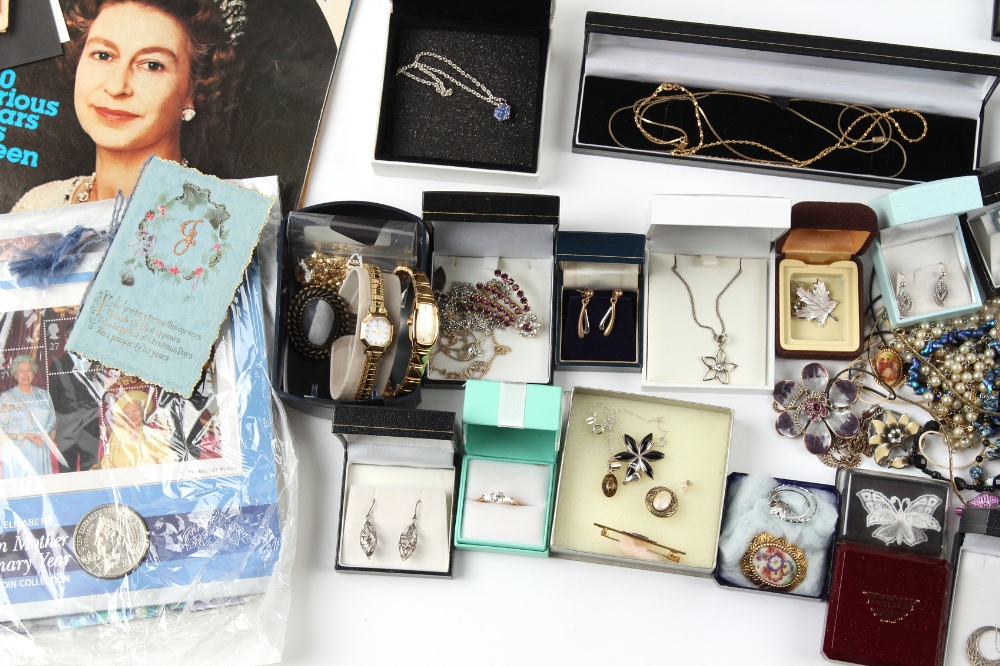 Property of a deceased estate - a box containing assorted costume jewellery & watches; together with - Image 7 of 7