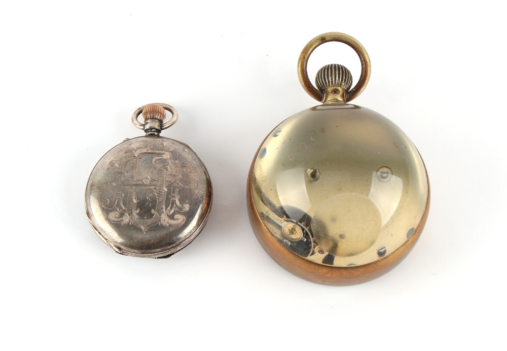 Property of a gentleman - an early 20th century desk glass ball watch, the enamel dial marked ' - Image 2 of 2