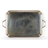 Property of a lady - a large silver two handled tray, with engraved presentation inscription to