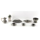 Property of a deceased estate - a group of seven Tudric pewter items including four marked '