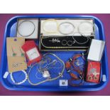 925 and Other Bangles, pendants on chains, drop earrings, bead necklace, etc :- One Tray