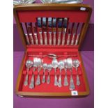 A John Mason of Sheffield Six Setting Canteen of Kings Pattern Plated Cutlery, including pair of