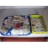 Assorted Beads, dress clips, costume findings etc :- One Tray