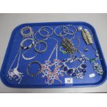 A Collection of Diamanté Costume Jewellery, including ornate necklaces, bangles, wide bracelets,