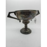 A Hallmarked Silver Twin Handled Pedestal Trophy Cup, HEB FEB, Chester 1912, engraved "The Colefax