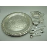 A Decorative Openwork Dish, of shaped oval form, stamped "925 Sterling"; together with a