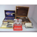 Assorted Cased and Loose Cutlery, including Elkington, Walker & Hall, modern Portmeirion Christmas