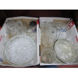 Glassware, including bowls, cake plates, Hors d'ouver:- Two Boxes.