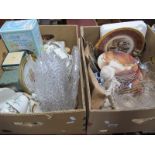 Delphine Tea Services, collectors plates, Doulton and other ceramics, glassware:- Two Boxes