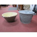 An Early XX Century Mixing Bowl, together with a galvanized bowl and cover. (2).