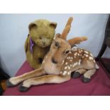 Real Soft Toys Sitting Cat, 35cm high, similar recumbent deer fawn. (2)