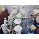 XIX Century Staffordshire Dogs, glass bowls, water jug, etc:- One Tray.