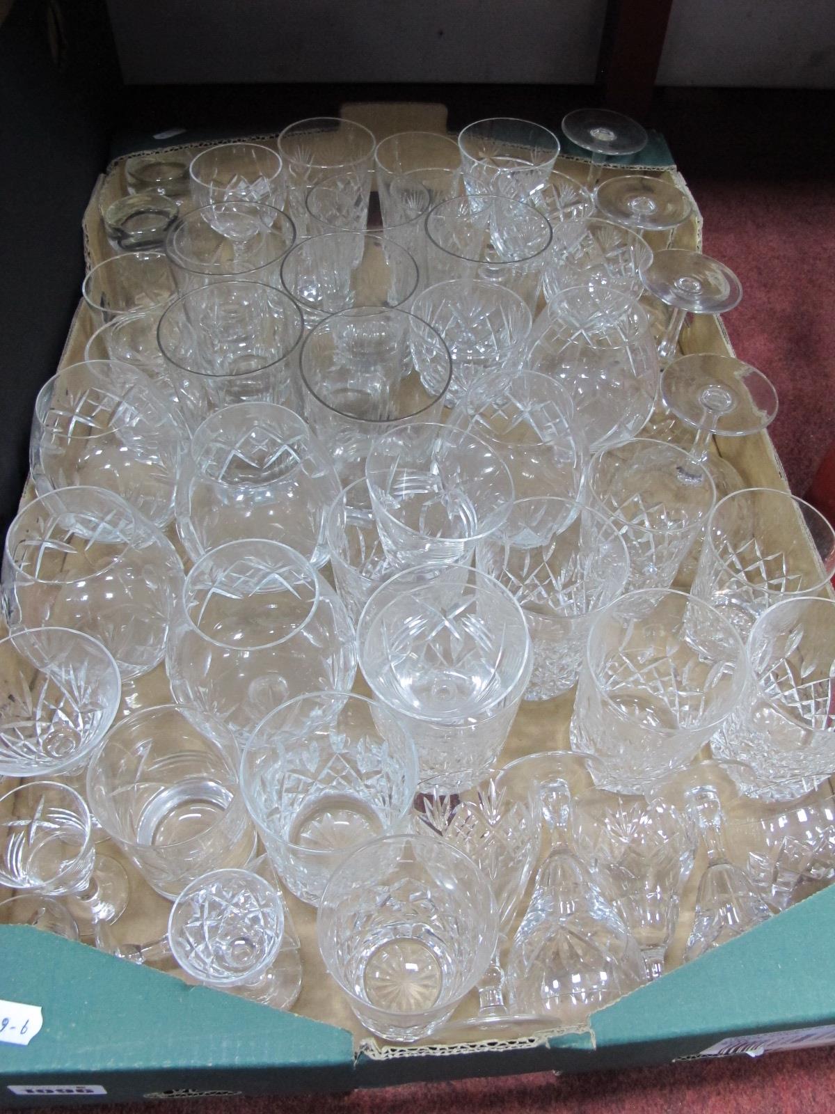 Cut Glass, brandy glasses, whisky glasses and other glassware, etc:- One Box