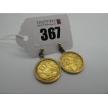 Two Half Sovereigns, Edward VII 1902, George V 1911, each loose set within 9ct gold pendant mount,