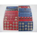 A Collection of Eighteen Pre Decimal Cased Coin Sets.
