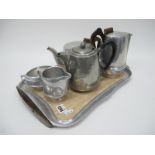 A Picquot Ware Tea Service, pewter jug including tray.