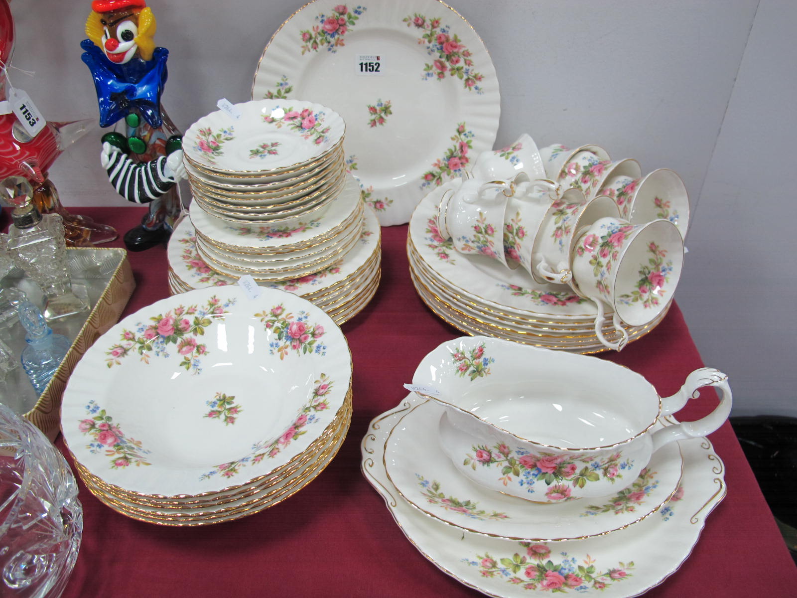 Royal Albert 'Moss Rose' Table China, of forty eight pieces, mainly second quality.