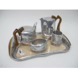 Picquot Ware Four Piece Aluminium Tea Service, together with matching tray.