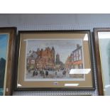 George Cunningham (Sheffield Artist), 'Two Free Houses', limited edition colour print of 250, signed