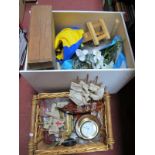 Mecanno, plastic flowers, Sheffield Wednesday FCC wall clock etc:- Two Boxes.
