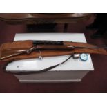 Aiur Rifle B.S.A Airsporter Cal .22, with silver antler 9 x 40 scope, in a padded brown rifle bag