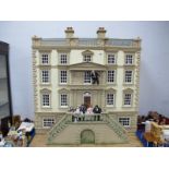 A Large Dolls House in The Georgian Manner Four Stories High, 106cm wide with separate stepped