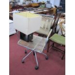 An Unusual Corded Seat and Back Office Chair, plus a contemporary table lamp. (2)