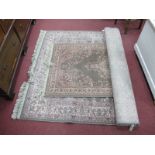 A Wool Rug, with brown ground, pink floral decoration,186 x 140cm; together with a matching
