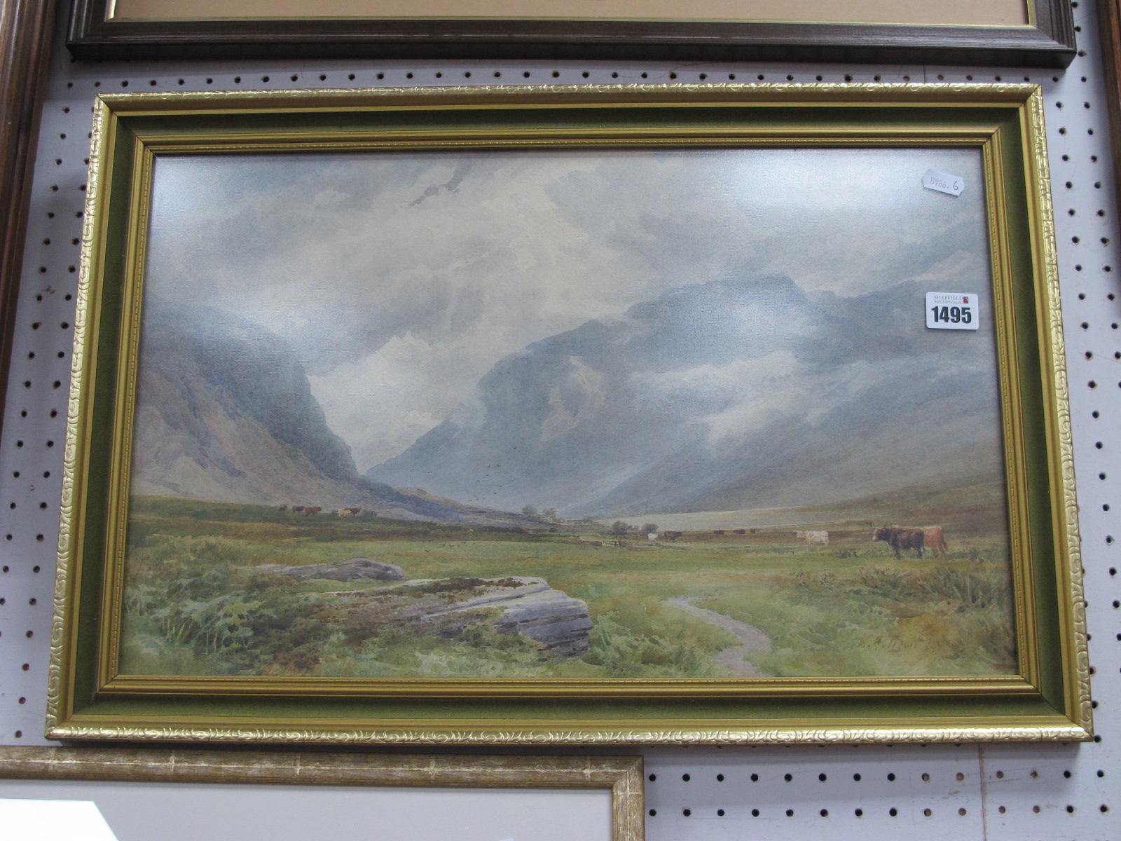 W.H Pigott (Sheffield Artist), Cattle with mountains in the background, watercolour, signed bottom