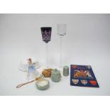 Poole Pottery Cruet Set, Royal Doulton 'Andrea' (HN3058), glass candle holders, etc :- On Tray