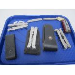 Pocket Knives, include multi-blade, multi tools DSL, Swiss Army style. (6)