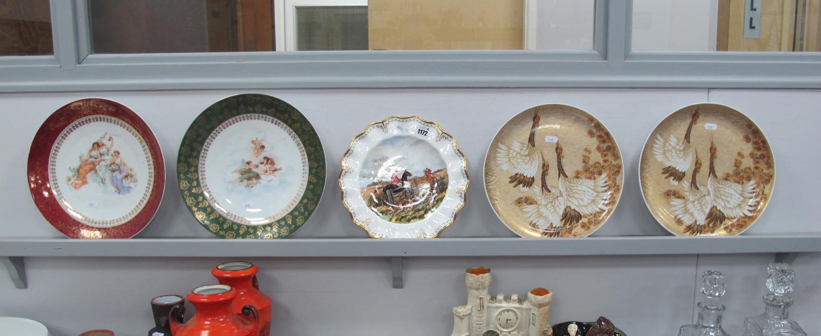 Royal Crown Derby Hand Painted Hunting Scene, No 5 pair of Kaiser (West Germany) wall plates '