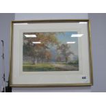 George Trevor , Autumnal Rural Landscape, watercolour, 25 x 35cm, signed lower right, gilt framed