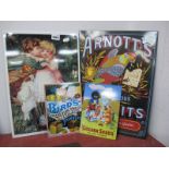 Australian Metal Wall Signs, 'Arnott's Biscuits' 41 x 30cm. 'Pears', Over The Garden Wall, 'Birds' &