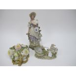 A XIX Century Continental Figure Group, of a lady in classical dress. Continental wall pocket
