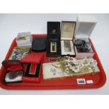 Everite Automatic Gents Wristwatch, other watches, lighters, costume jewellery, coinage:- One Tray.