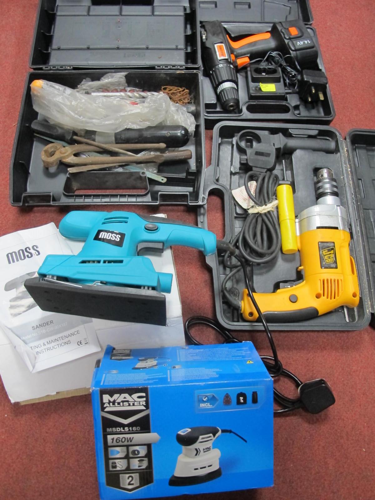 Moss & Macallister Sanders. JCB and Challange drills, other tools, untested sold for parts only.