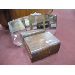 A XIX Century Inlaid Walnut Dome Topped Box, 30cm wide, wall mirror with chrome mount. (2)