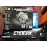 Guild 185mm Circular Saw. Erbauer 1100w reciprocating saw. Macallister jigsaw in suitcase.