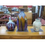 Larkfield Hall Studio Pottery Vase, 30.5cm high. Two large streaked pottery vases.