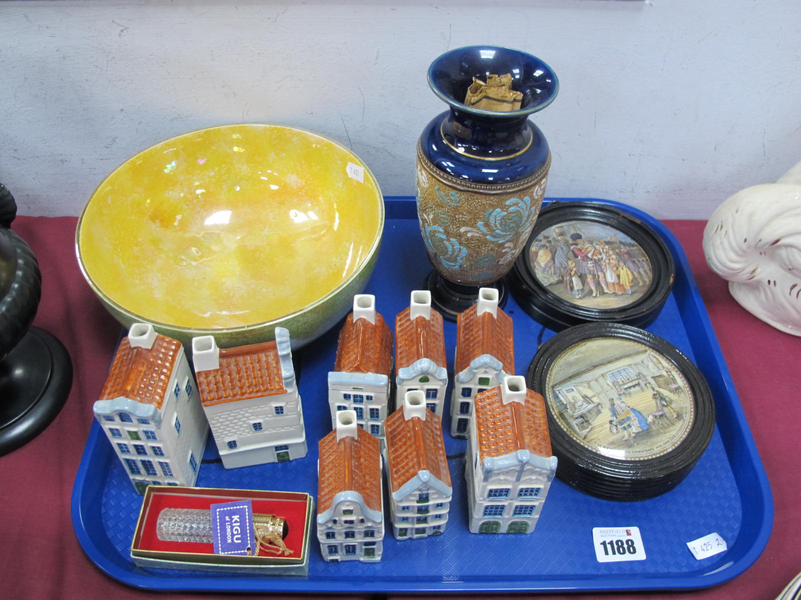 A Pair of XIX Century Pratt Ware Lids. The room in which Shakespeare was born 1564. Royal