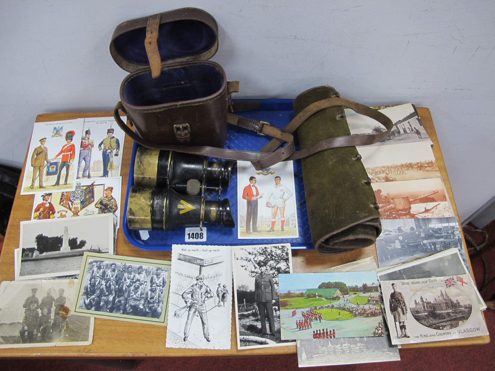 Militaria - A Set of WWII Binoculars, by H.H & Son Ltd Liverpool with yellow arrow in original