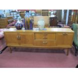 A G Plan Teak Sideboard, circa 1970's with curved open handles to twin cupboard doors, large and two