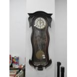 J Symons of Launceston XIX Century Viennese Wall Clock, with Roman numerals to white enamel dial (