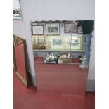 A Vintage Rectangular Shaped Wall Mirror with glass panels, scalloped edges, 112 x 76cm.