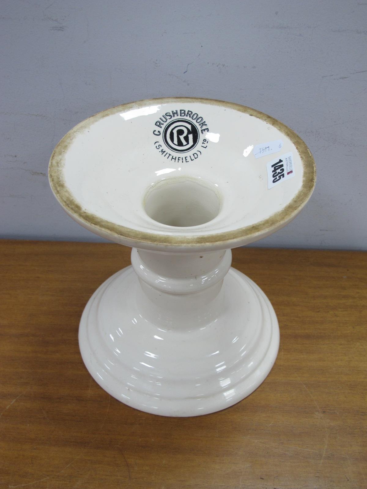 An Early XX Century Porcelain Circular Meat Stand, marked 'G. Rushbrooke (Smithfield) Ltd', 19cm